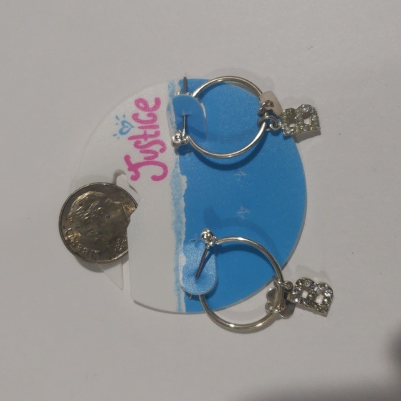 Justice Silver-tone Hoop Earrings Sparkling "B" & star-shaped charms - Girls - Picture 8 of 8